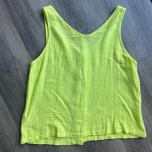 Weekend Los Angeles Linen Tank Top Lime Green Button-Up Summer Siz… - Picture 5 of 5